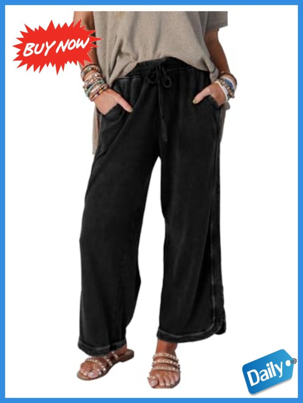 Wide Leg Sweatpants High Waist Drawstring Baggy Athletic Trousers Pockets